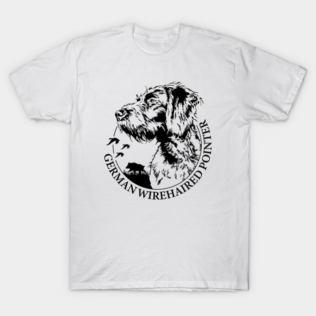 German Wirehaired Pointer Hunting Dog portrait T-Shirt by wilsigns